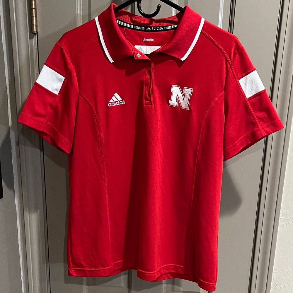 Adidas Nebraska Red Polo with White Details